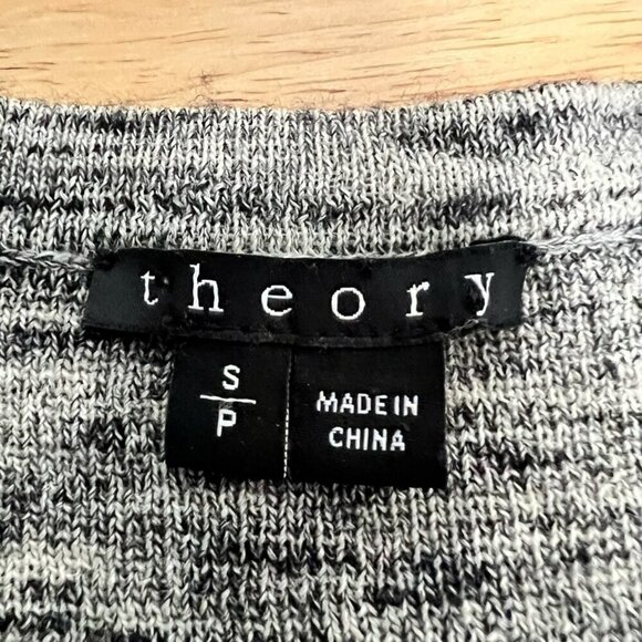 Theory Womens A Line Dress Black Marled Jewel Neck Short Sleeve Wool Blend S - Picture 9 of 10